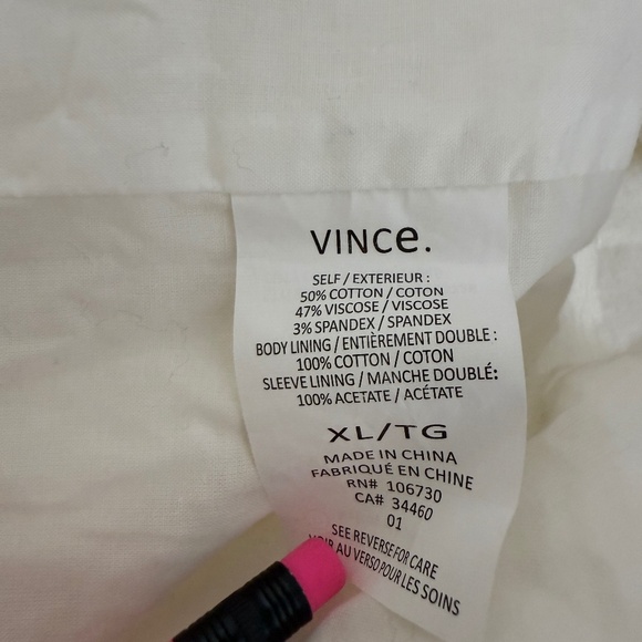 Vince Textured Crop Jacket Women's XL Snap Collarless White Blazer -cp - Picture 9 of 10